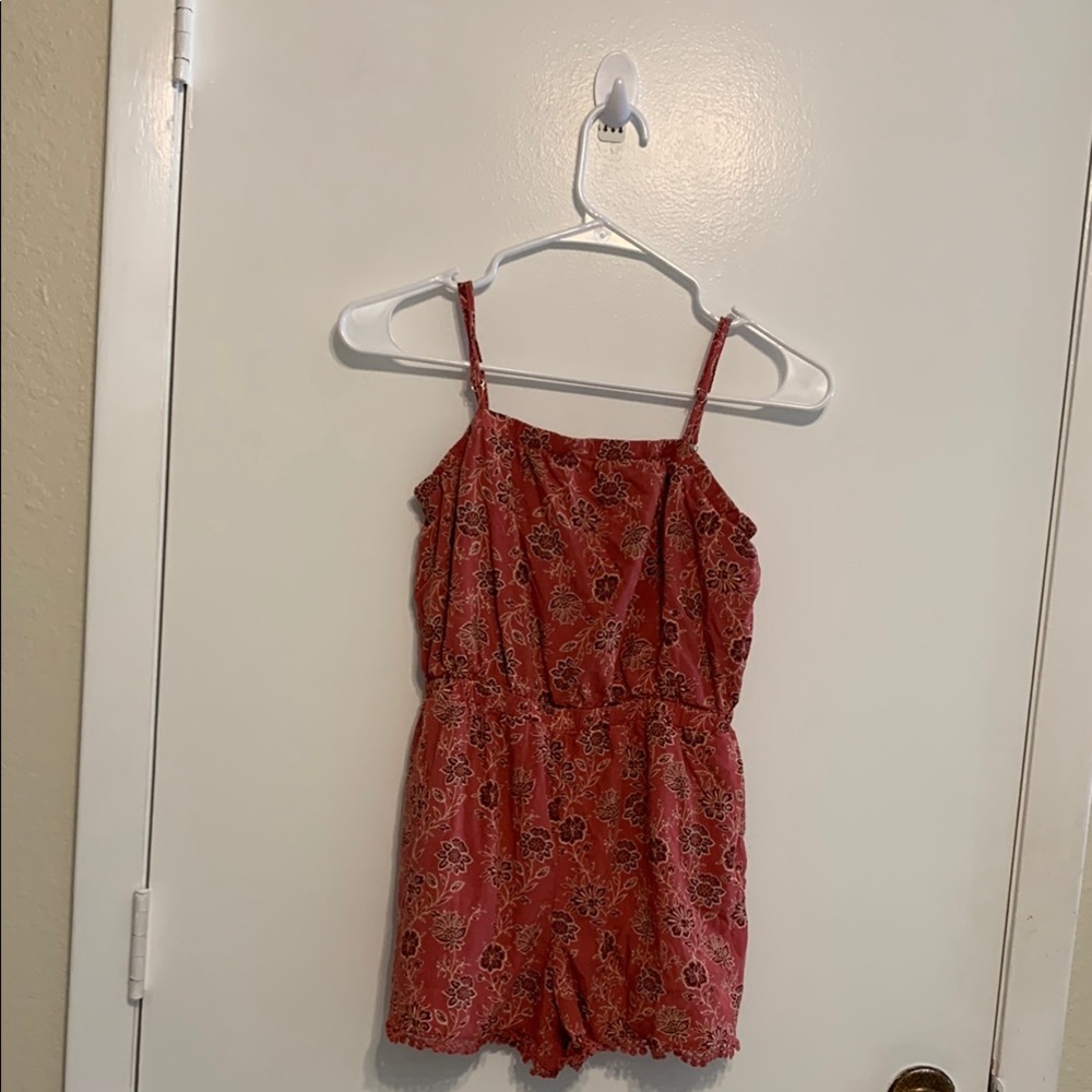 Hello Franki Coral Flowy Rooper with Spaghetti Straps and two front side pockets